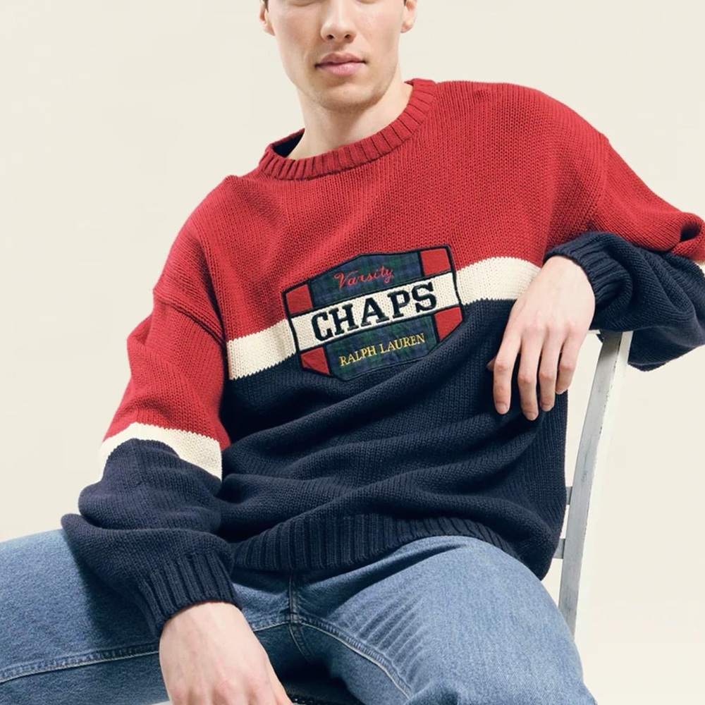 Vintage Chaps Polo Ralph Lauren Sweater Varsity Crewneck Hand Framed XL L Large